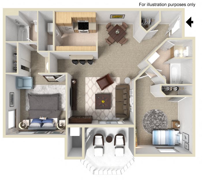 Bordeaux Floor Plan - 2 Bed 2 Bath Bordeaux Floor Plan - 2 Bed 2 Bath, at Tuscany Ridge Apts, Temecula, California